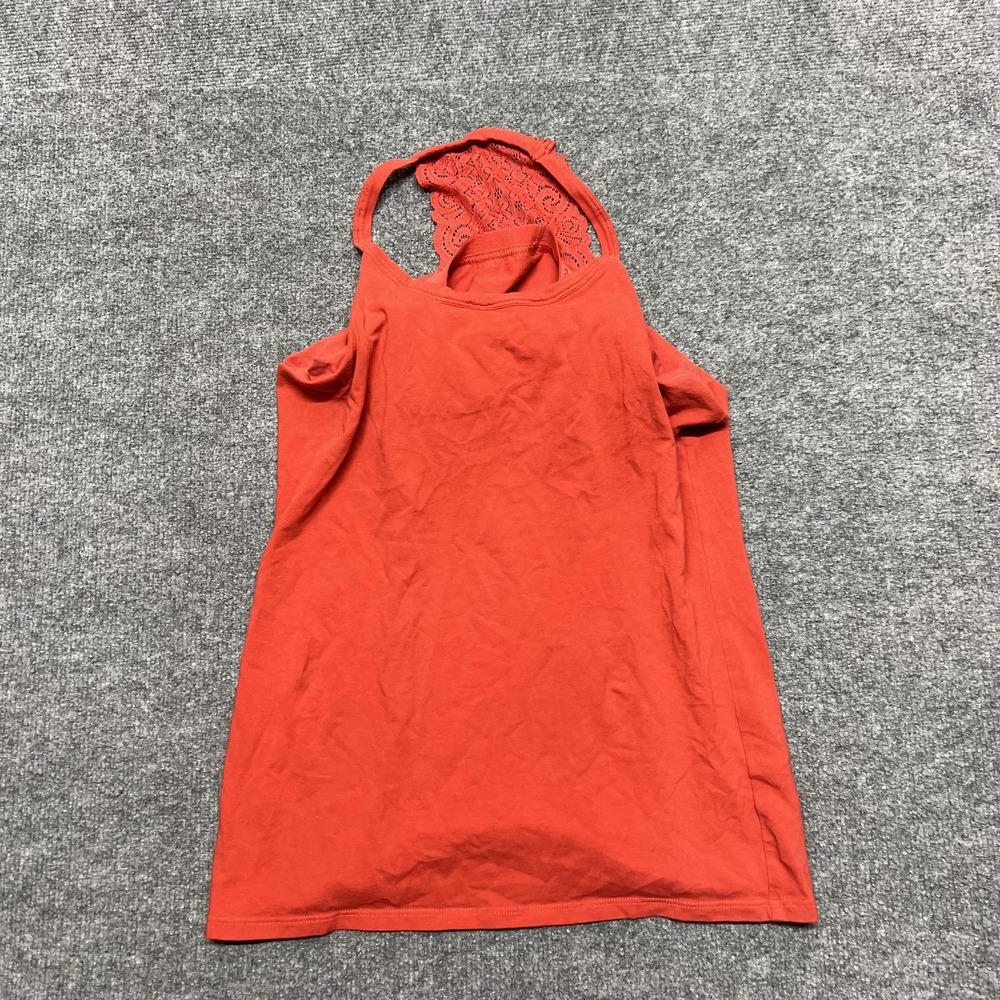 Victoria's Secret Tank Top Womens Large Orange Lace Racerback Bra Cami Stretch